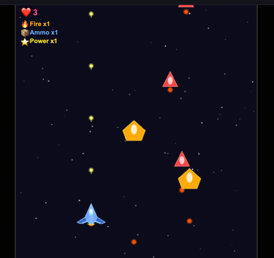 Airplane battle game screen with English status labels